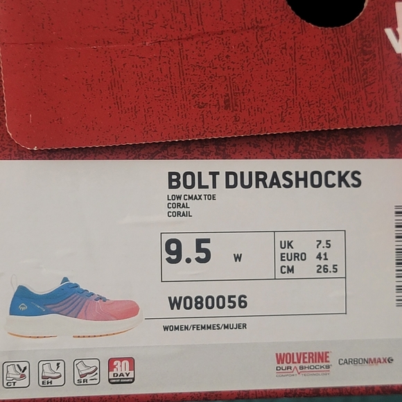 Wolverine Women's Bolt Durashock Carbonmax Toe Sneakers Lace Up Shoes size 9.5 W - Picture 8 of 8